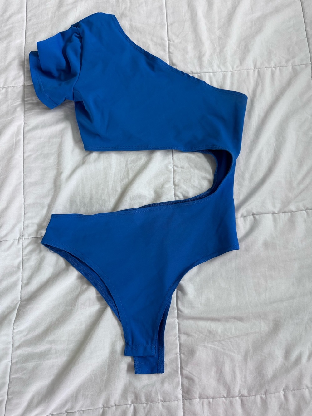 Edikted Royal Blue One-Shoulder Cutout One-Piece Bodysuit